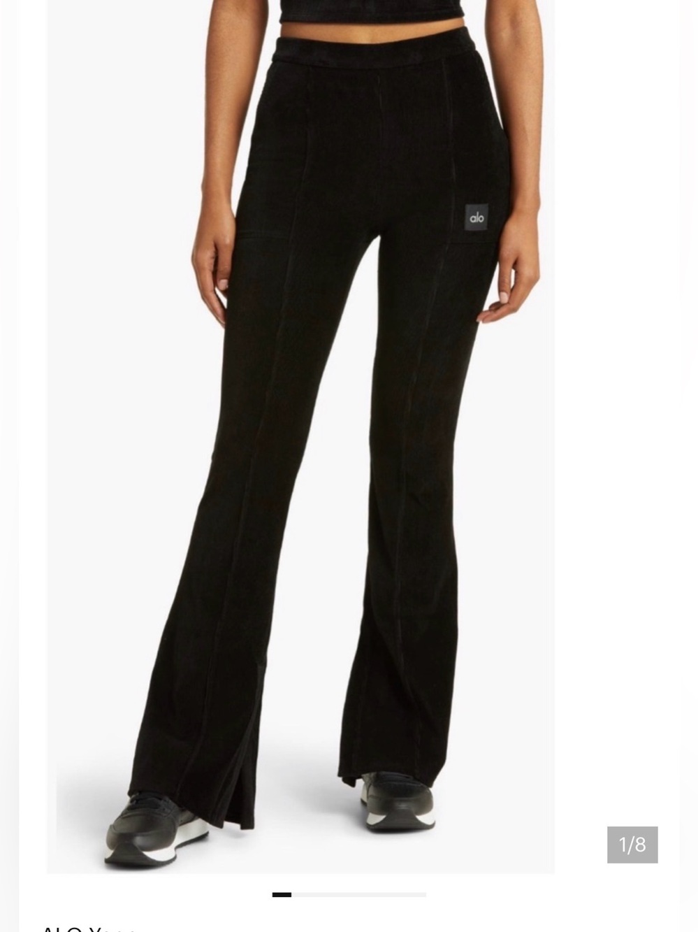 ALO Yoga Black High-Rise Microcorduroy Flare Pants